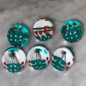Glass Holly Beads (6)